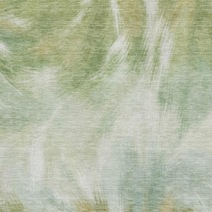 HomeRoots 8' Green and Ivory Abstract Washable Round Rug - UV Protected, Stain Resistant, Perfect for Busy Homes! 717678