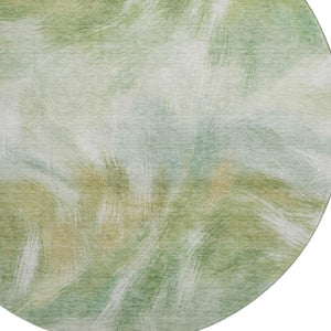 HomeRoots 8' X 10' Washable Area Rug with UV Protection - Stylish Green and Ivory Abstract Design for Any Room 717679