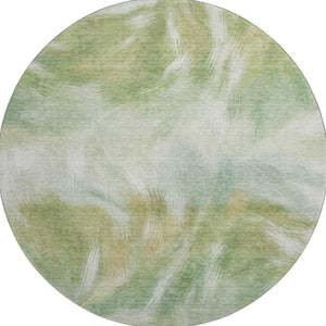 HomeRoots 8' X 10' Washable Area Rug with UV Protection - Stylish Green and Ivory Abstract Design for Any Room 717679