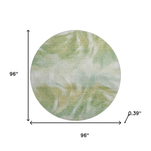 HomeRoots 8' X 10' Washable Area Rug with UV Protection - Stylish Green and Ivory Abstract Design for Any Room 717679