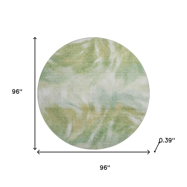 HomeRoots 8' X 10' Washable Area Rug with UV Protection - Stylish Green and Ivory Abstract Design for Any Room 717679
