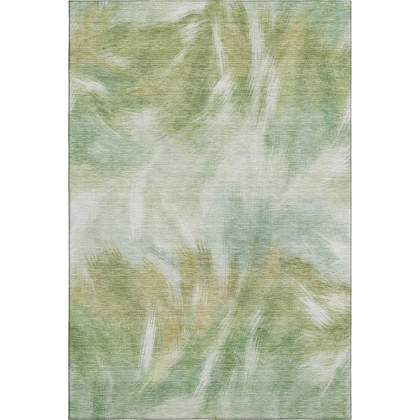 HomeRoots 10' X 14' Green and Ivory Abstract Rug - Washable, UV Protected, Stain Resistant for Busy Homes 717681