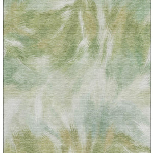 HomeRoots 10' X 14' Green and Ivory Abstract Rug - Washable, UV Protected, Stain Resistant for Busy Homes 717681