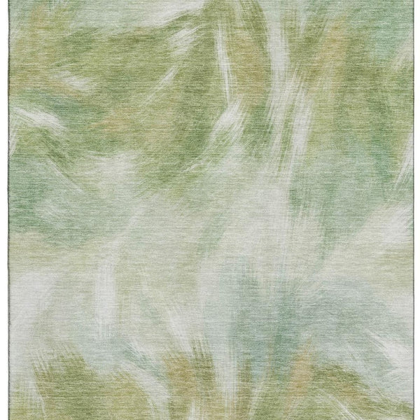 HomeRoots 10' X 14' Green and Ivory Abstract Rug - Washable, UV Protected, Stain Resistant for Busy Homes 717681