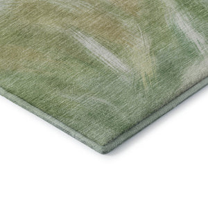 HomeRoots 10' X 14' Green and Ivory Abstract Rug - Washable, UV Protected, Stain Resistant for Busy Homes 717681