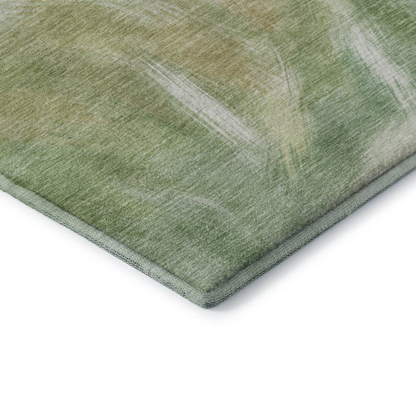 HomeRoots 10' X 14' Green and Ivory Abstract Rug - Washable, UV Protected, Stain Resistant for Busy Homes 717681