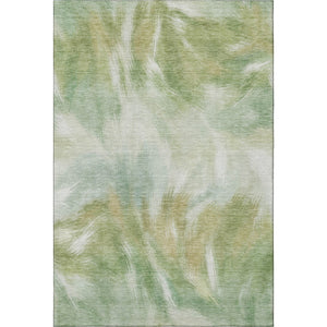 HomeRoots 10' X 14' Green and Ivory Abstract Rug - Washable, UV Protected, Stain Resistant for Busy Homes 717681