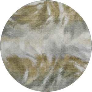 HomeRoots 8' X 10' Pewter & Gold Abstract Washable Area Rug – Durable, Stylish, UV-Resistant for High Traffic Homes 717685