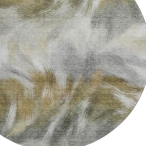 HomeRoots 8' X 10' Pewter & Gold Abstract Washable Area Rug – Durable, Stylish, UV-Resistant for High Traffic Homes 717685