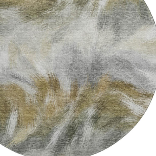HomeRoots 8' X 10' Pewter & Gold Abstract Washable Area Rug – Durable, Stylish, UV-Resistant for High Traffic Homes 717685