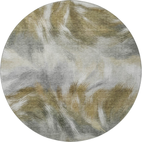 HomeRoots 8' X 10' Pewter & Gold Abstract Washable Area Rug – Durable, Stylish, UV-Resistant for High Traffic Homes 717685