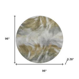 HomeRoots 8' X 10' Pewter & Gold Abstract Washable Area Rug – Durable, Stylish, UV-Resistant for High Traffic Homes 717685