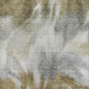 HomeRoots 9' X 12' Elegant Pewter and Gold Abstract Washable Area Rug with UV Protection for Busy Homes 717686