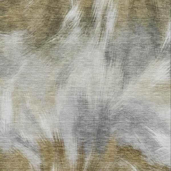 HomeRoots 9' X 12' Elegant Pewter and Gold Abstract Washable Area Rug with UV Protection for Busy Homes 717686