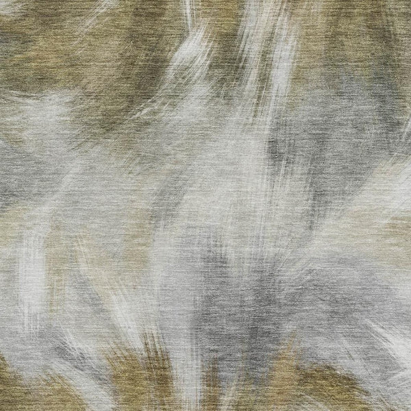 HomeRoots 10' X 14' Stylish Pewter and Gold Abstract Washable Area Rug with UV Protection for Modern Homes 717687