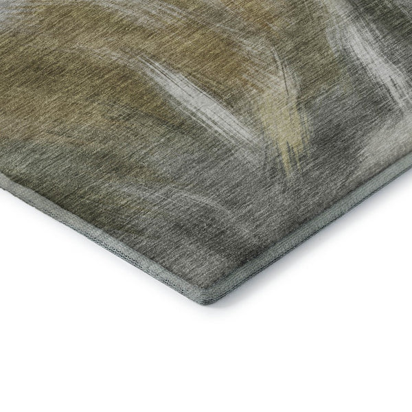 HomeRoots 10' X 14' Stylish Pewter and Gold Abstract Washable Area Rug with UV Protection for Modern Homes 717687
