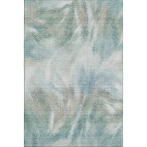 HomeRoots 5' X 8' Sky Blue & Ivory Abstract Washable Area Rug with UV Protection for High-Traffic Spaces 717689
