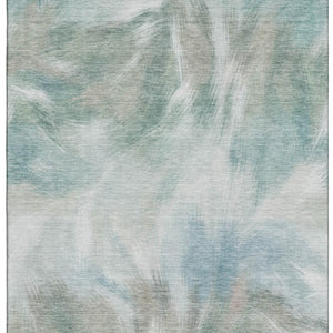 HomeRoots 5' X 8' Sky Blue & Ivory Abstract Washable Area Rug with UV Protection for High-Traffic Spaces 717689