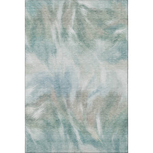 HomeRoots 5' X 8' Sky Blue & Ivory Abstract Washable Area Rug with UV Protection for High-Traffic Spaces 717689