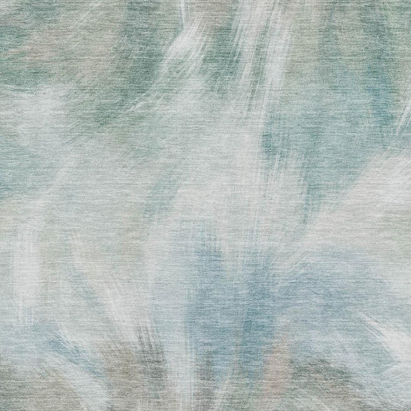 HomeRoots 8' Sky Blue and Ivory Abstract Washable Round Rug - Durable, UV Protected, Family-Friendly Décor Piece 717690