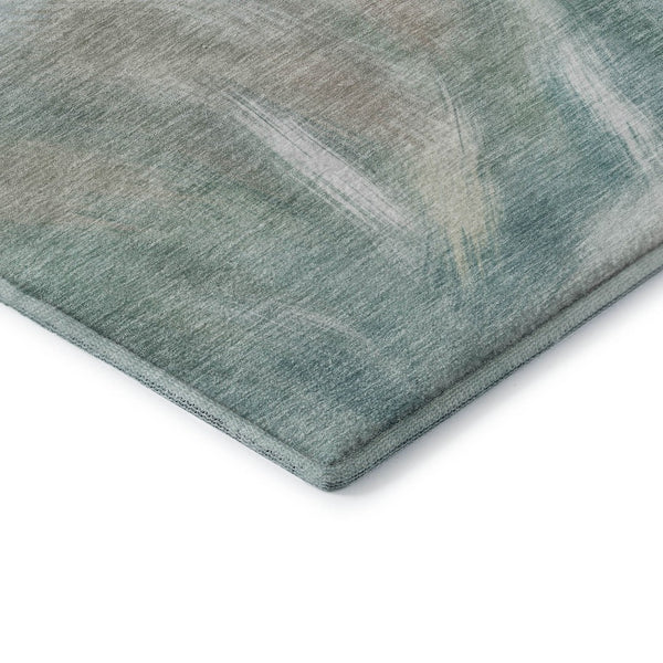 HomeRoots 8' X 10' Sky Blue & Ivory Abstract Area Rug - Washable, UV Protected, Perfect for Modern Spaces! 717691