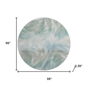 HomeRoots 8' X 10' Sky Blue & Ivory Abstract Area Rug - Washable, UV Protected, Perfect for Modern Spaces! 717691