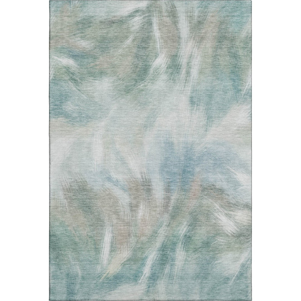 HomeRoots 9' X 12' Sky Blue Abstract Area Rug - Washable, UV Protected, Soft & Durable for Busy Homes 717692