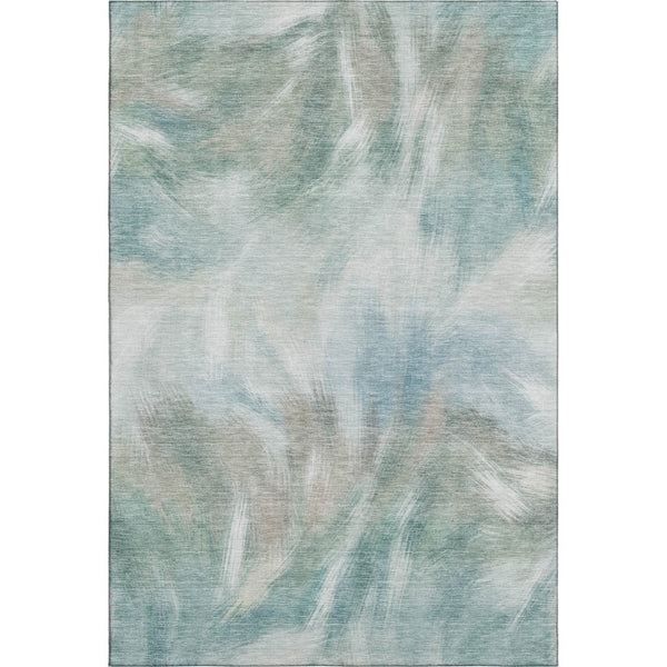 HomeRoots 9' X 12' Sky Blue Abstract Area Rug - Washable, UV Protected, Soft & Durable for Busy Homes 717692