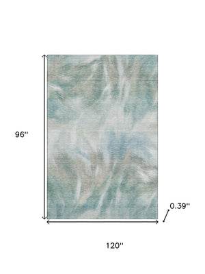 HomeRoots 9' X 12' Sky Blue Abstract Area Rug - Washable, UV Protected, Soft & Durable for Busy Homes 717692