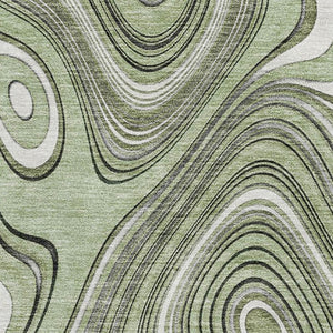 HomeRoots 5' X 8' Sage and Ivory Geometric Area Rug – Washable, Stain-Resistant, UV Protected for Busy Homes 717695