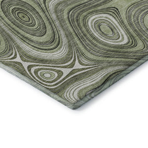 HomeRoots 5' X 8' Sage and Ivory Geometric Area Rug – Washable, Stain-Resistant, UV Protected for Busy Homes 717695