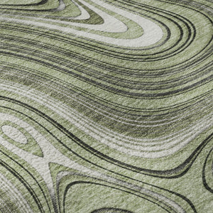 HomeRoots 5' X 8' Sage and Ivory Geometric Area Rug – Washable, Stain-Resistant, UV Protected for Busy Homes 717695