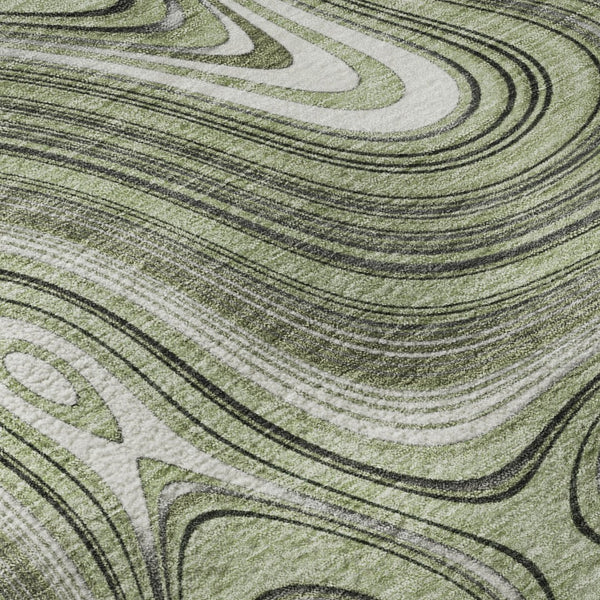 HomeRoots 5' X 8' Sage and Ivory Geometric Area Rug – Washable, Stain-Resistant, UV Protected for Busy Homes 717695