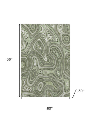 HomeRoots 5' X 8' Sage and Ivory Geometric Area Rug – Washable, Stain-Resistant, UV Protected for Busy Homes 717695