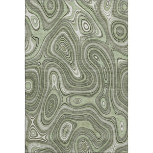 HomeRoots 8' Sage and Ivory Geometric Washable Round Rug – Durable, UV-Protected, Perfect for Homes with Pets! 717696