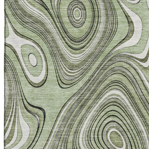 HomeRoots 8' Sage and Ivory Geometric Washable Round Rug – Durable, UV-Protected, Perfect for Homes with Pets! 717696
