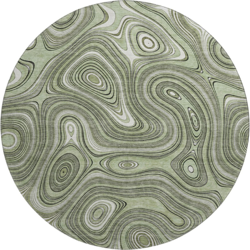 HomeRoots 8' X 10' Stylish Sage & Ivory Geometric Washable Area Rug with UV Protection for Busy Homes 717697