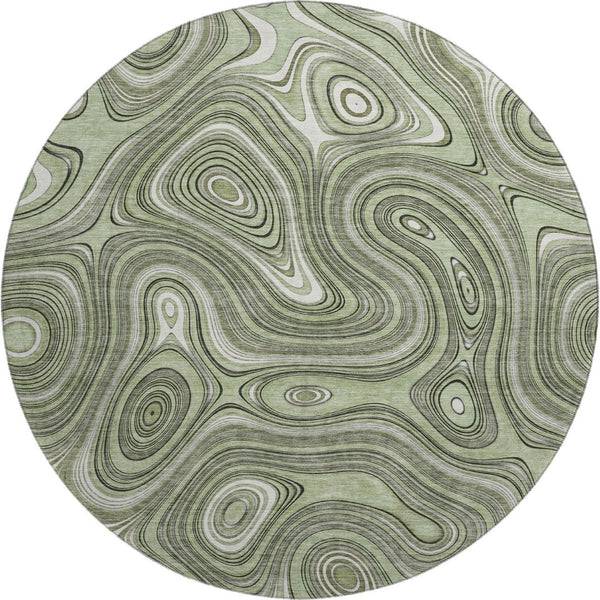 HomeRoots 8' X 10' Stylish Sage & Ivory Geometric Washable Area Rug with UV Protection for Busy Homes 717697