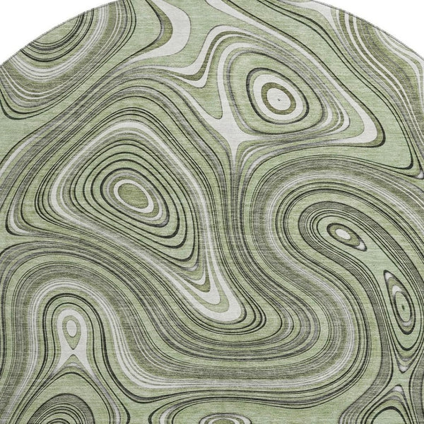 HomeRoots 8' X 10' Stylish Sage & Ivory Geometric Washable Area Rug with UV Protection for Busy Homes 717697