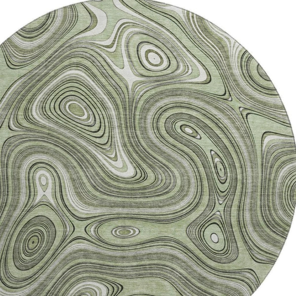 HomeRoots 8' X 10' Stylish Sage & Ivory Geometric Washable Area Rug with UV Protection for Busy Homes 717697