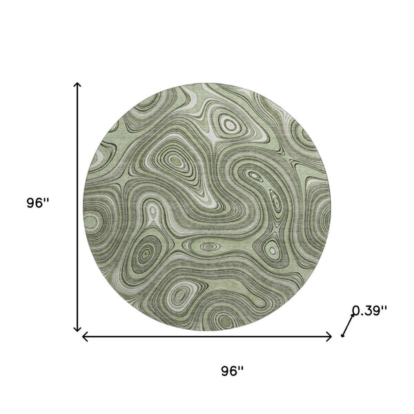HomeRoots 8' X 10' Stylish Sage & Ivory Geometric Washable Area Rug with UV Protection for Busy Homes 717697