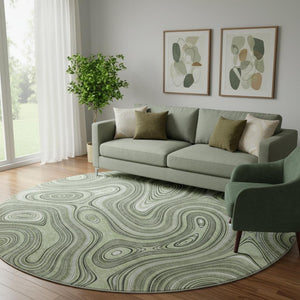 HomeRoots 8' X 10' Stylish Sage & Ivory Geometric Washable Area Rug with UV Protection for Busy Homes 717697