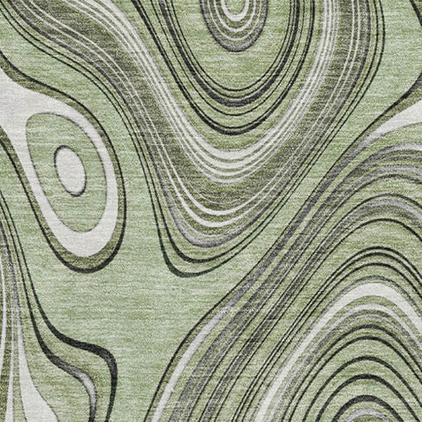 HomeRoots 9' X 12' Sage and Ivory Geometric Area Rug – Durable, Washable, UV-Protected for Indoor/Outdoor Use 717698