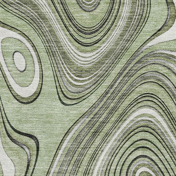 HomeRoots 10' X 14' Sage & Ivory Geometric Area Rug – Washable, UV-Protected, Stain-Resistant, Modern Design 717699