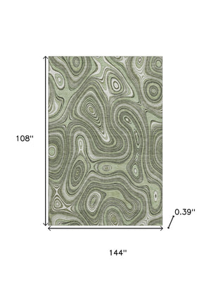 HomeRoots 10' X 14' Sage & Ivory Geometric Area Rug – Washable, UV-Protected, Stain-Resistant, Modern Design 717699