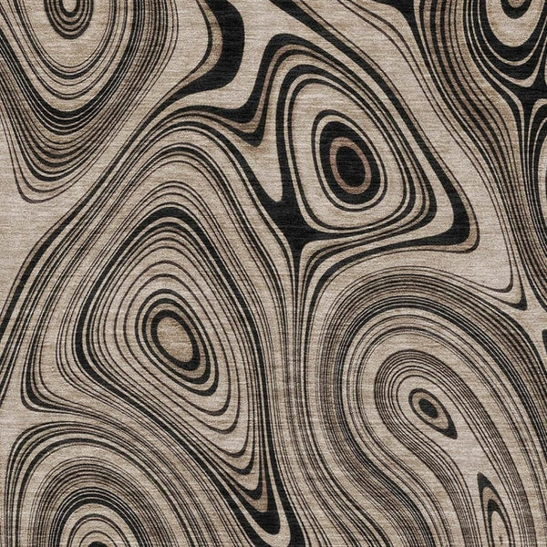 HomeRoots 5' X 8' Beige and Charcoal Geometric Area Rug - Washable, UV Resistant, Durable for High-Traffic Spaces 717701
