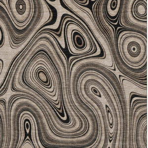 HomeRoots 8' Modern Beige & Charcoal Geometric Washable Round Rug with UV Protection for Busy Homes 717702