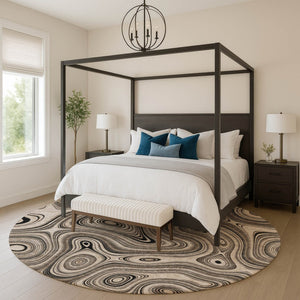 HomeRoots 8' X 10' Beige Geometric Area Rug – Washable, UV Protected, Stain Resistant for Modern Homes 717703