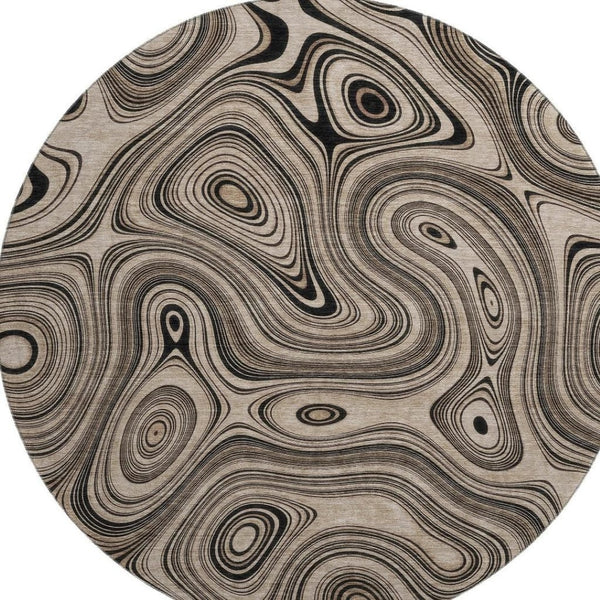 HomeRoots 8' X 10' Beige Geometric Area Rug – Washable, UV Protected, Stain Resistant for Modern Homes 717703