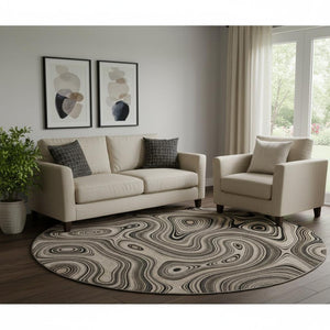 HomeRoots 8' X 10' Beige Geometric Area Rug – Washable, UV Protected, Stain Resistant for Modern Homes 717703